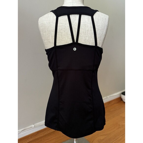 90 Degree by Reflex Women's Black Caged-Back Built-in Bra Tank Top Size L - Picture 2 of 11